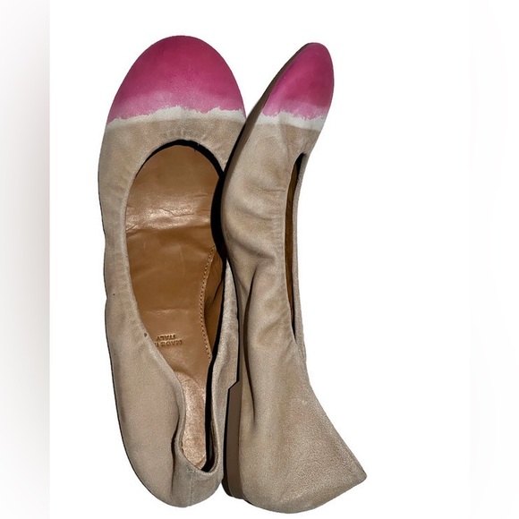 NWOT Leifnotes suede pink/beige watercolour dip dyed ballet flats,made in Italy. - Picture 14 of 16